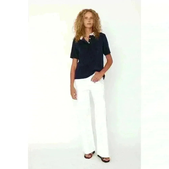KULE Women’s Terry Polo in Navy - Picture 1 of 7